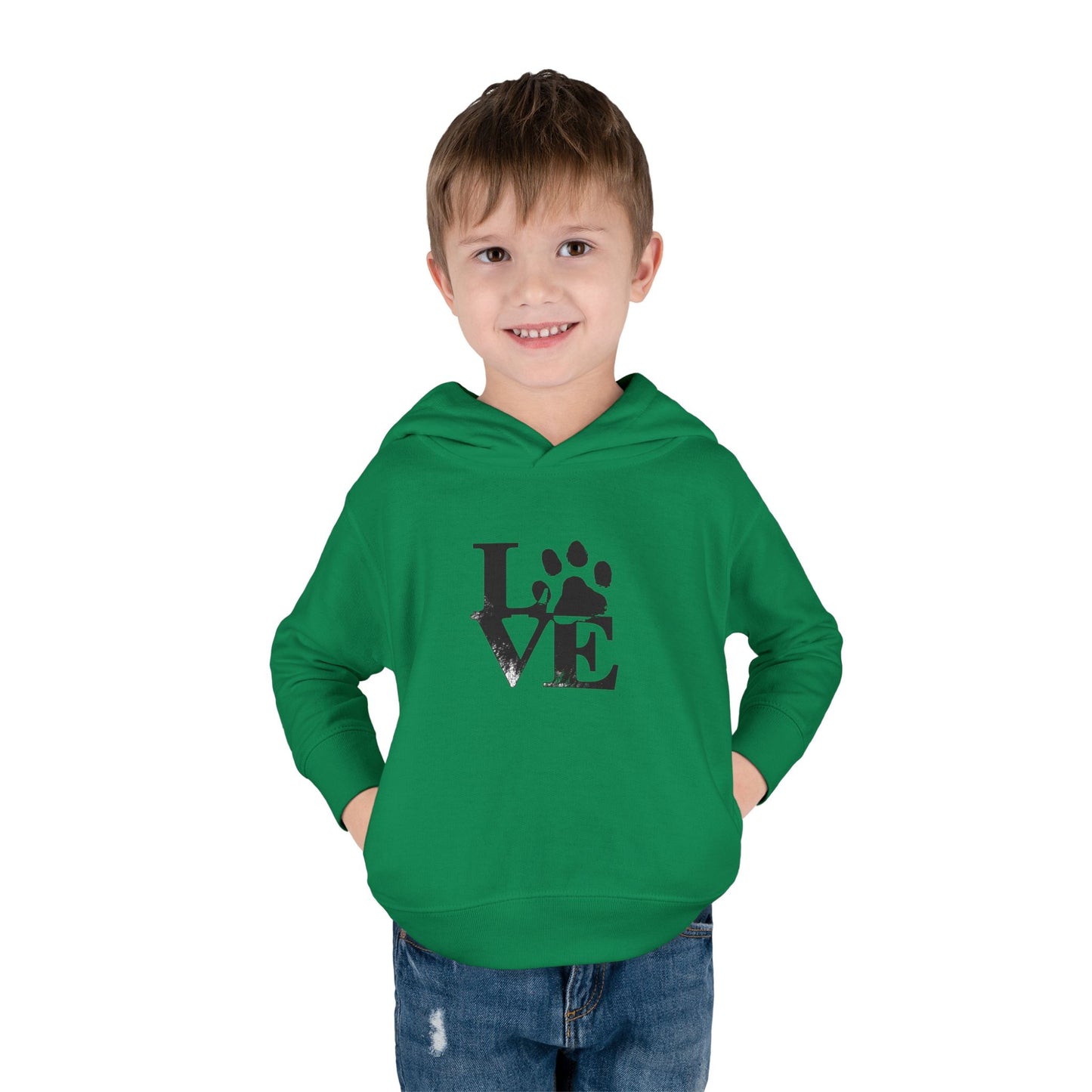 Paw Print Love Toddler Fleece Hoodie, Cute Kids Sweatshirt, Animal Lover Gift, Pet Lover Apparel, Cozy Toddler Hoodie