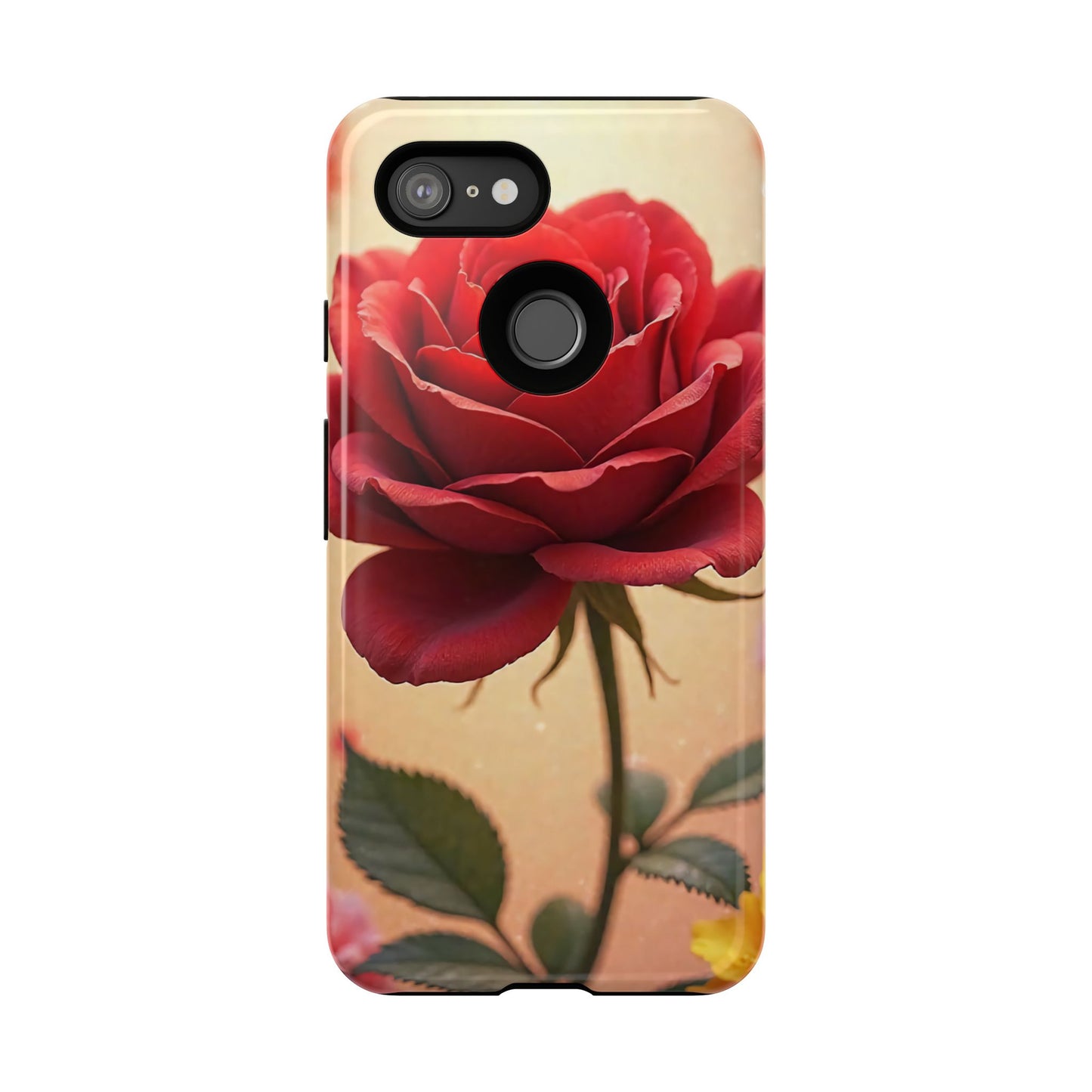 Floral Phone Case with Red Rose Design, Tough Phone Cover, Flower Print, Gift for Her, Stylish Accessory, Floral Aesthetic