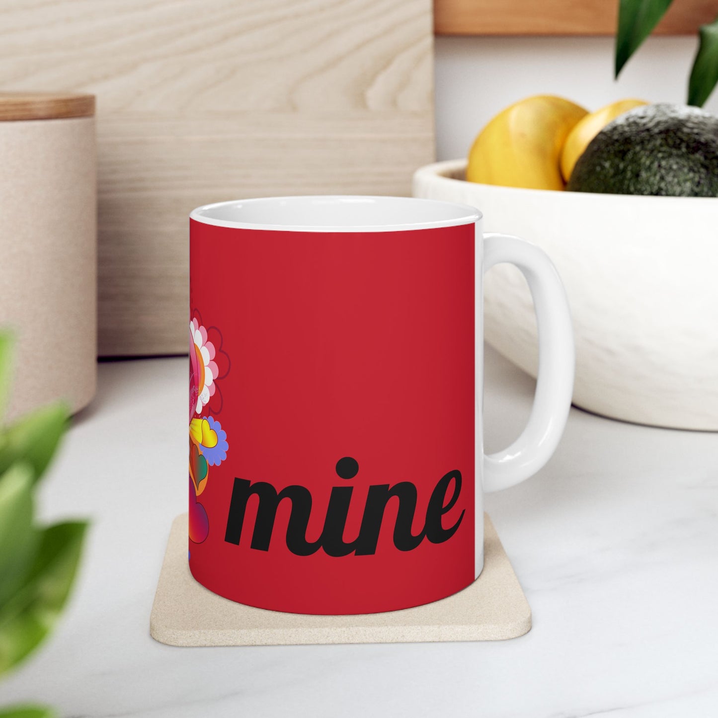 Valentine Heart Bouquet Ceramic Mug — 'Be Mine' Red Romantic Coffee Cup (11oz/15oz)