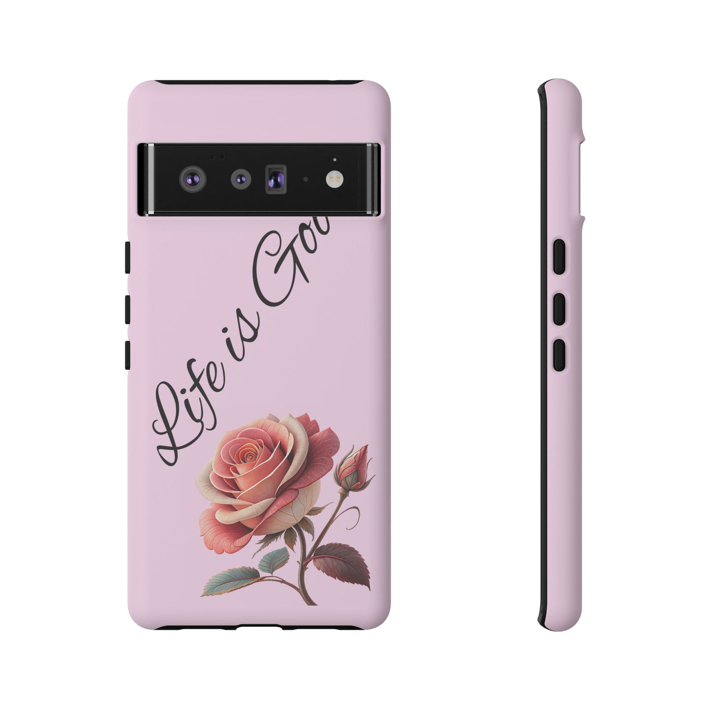 Roses & Positivity Phone Case - Floral Design, Life is Good, Tough Cases for Everyday Wear, Gift for Friends, Mother's Day, Spring [...]