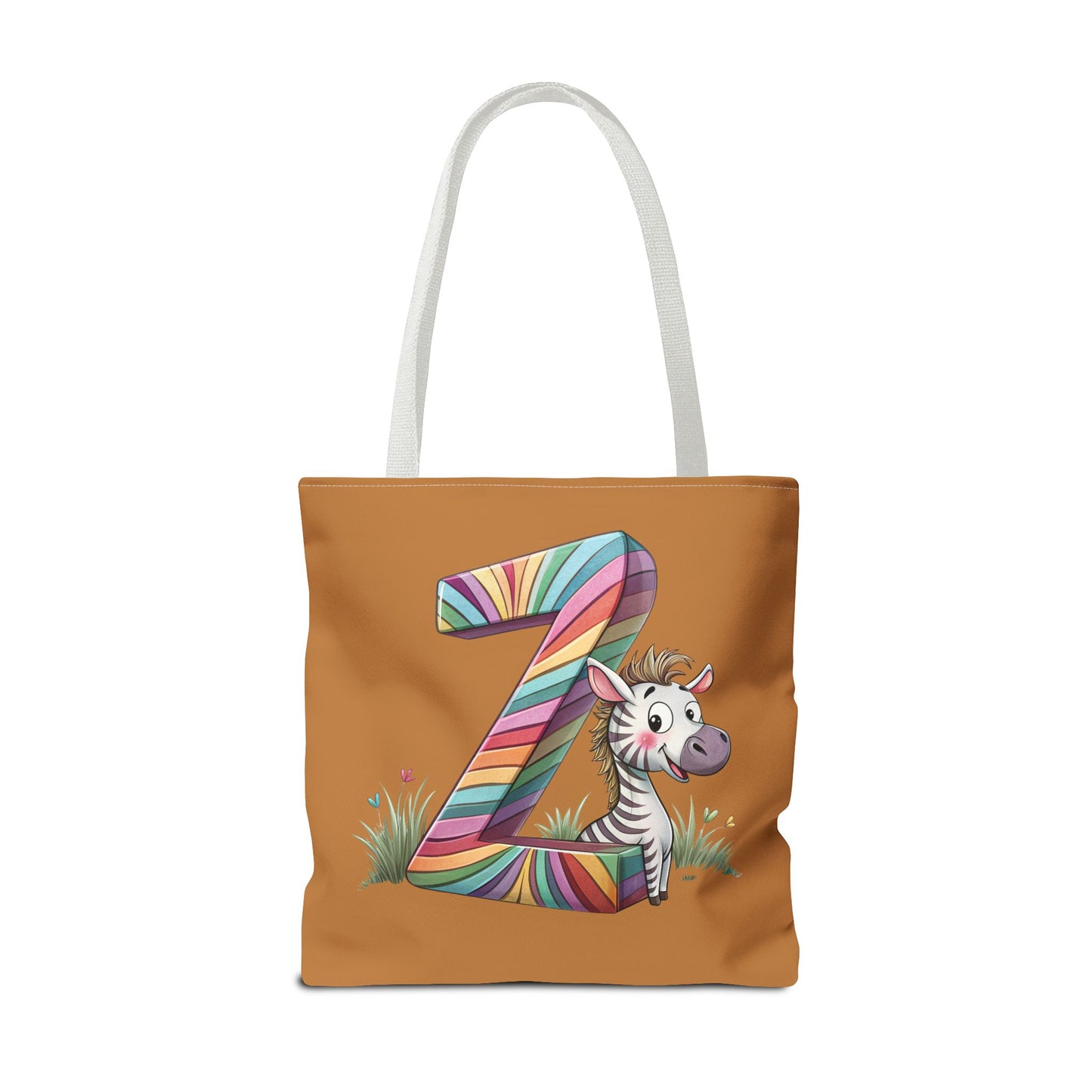 Colorful Zebra Initial Tote Bag, Kids' Backpack, Fun Reusable Shopping Bag, Cute Gift for Animal Lovers, Eco-Friendly, Alphabet Design