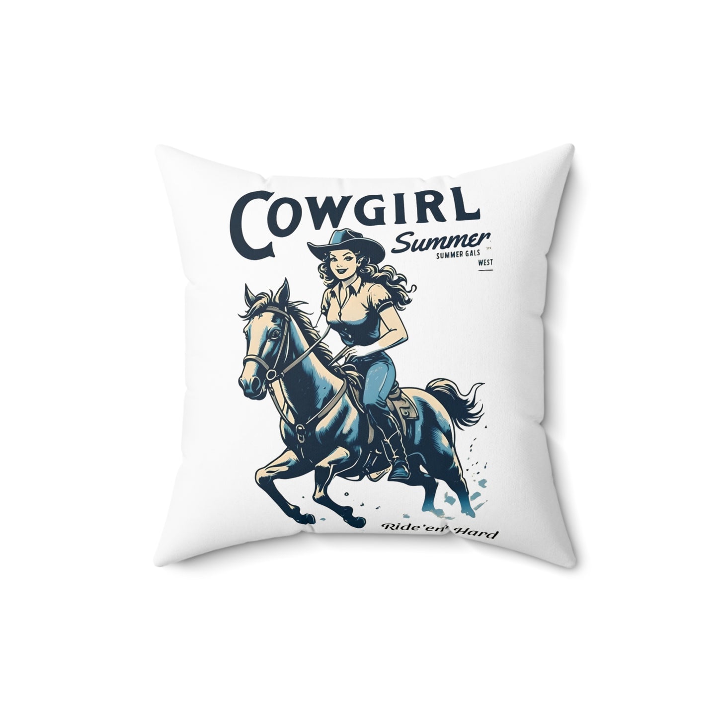 Cowgirl Summer Square Pillow | Equestrian Home Decor, Western Decor, Throw Pillow, Gift for Her, Rustic Cowgirl Vibe
