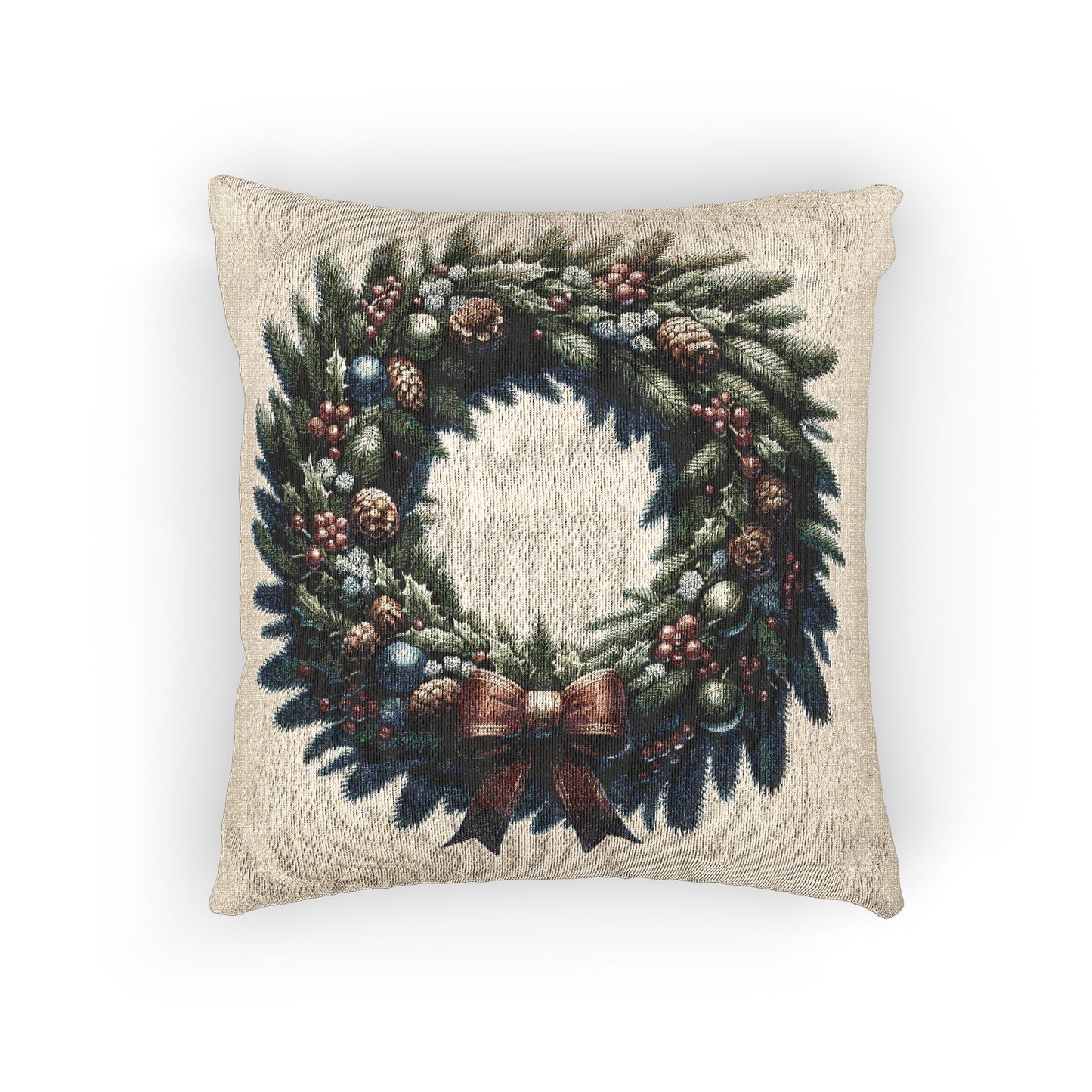 Festive Woven Pillow, Cozy Home Decor, Christmas Decoration, Cozy Gift for Friends, Holiday Accent Pillow