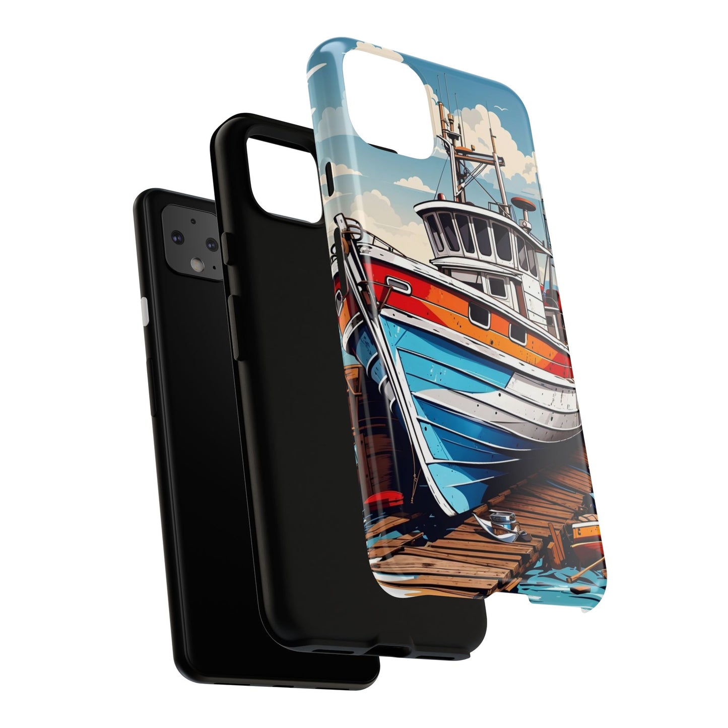 Colorful Fishing Boat Phone Case | Nautical Gift, Marine Design, Coastal Aesthetic, Summer Vibes, Sea Lover's Accessory