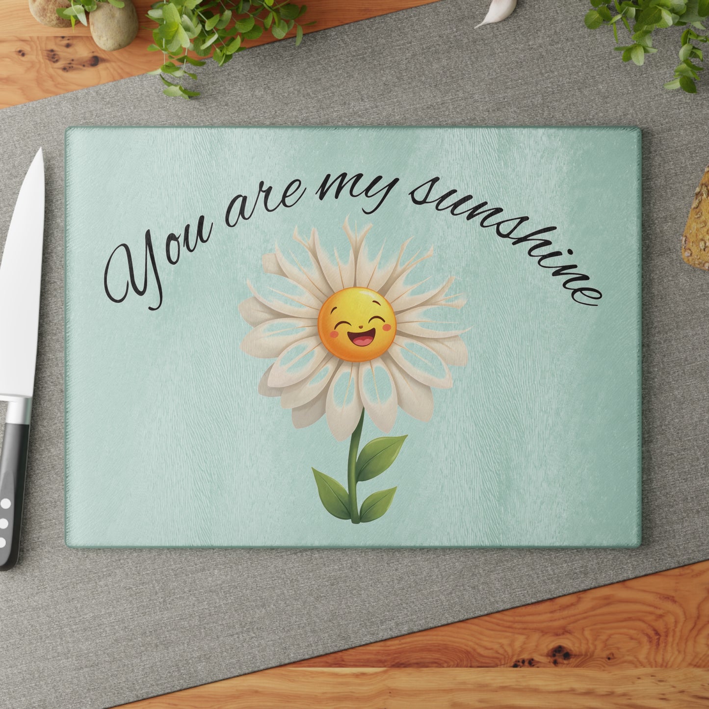 Cheerful Glass Cutting Board – You Are My Sunshine