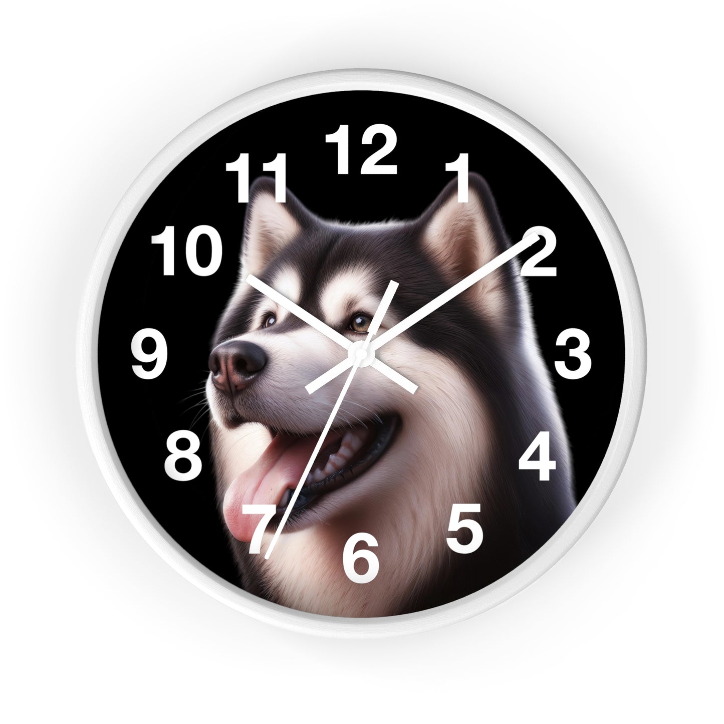 Husky Face Wall Clock – Cute Siberian Dog Home Decor, Pet Lover Gift