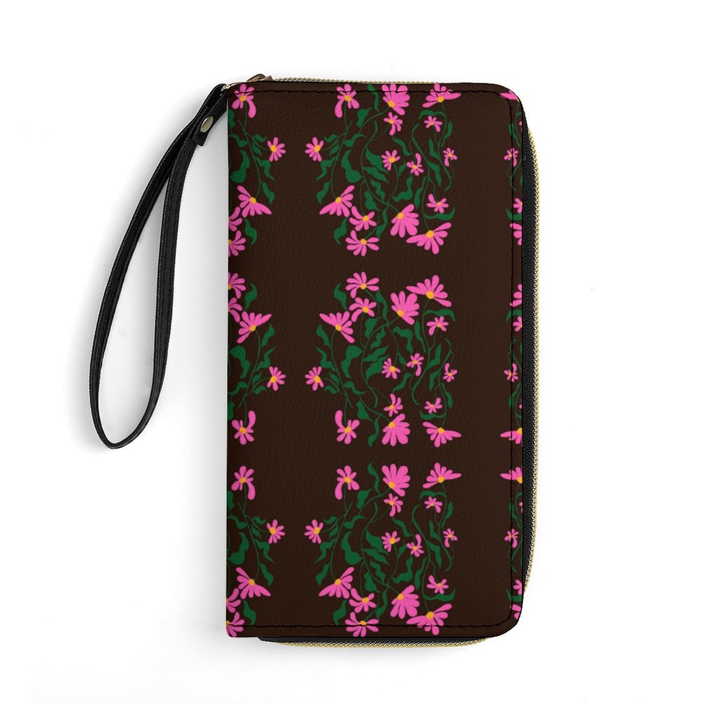 Leather Wallet with Wristlet Strap (2 Pictures on 2 Sides)