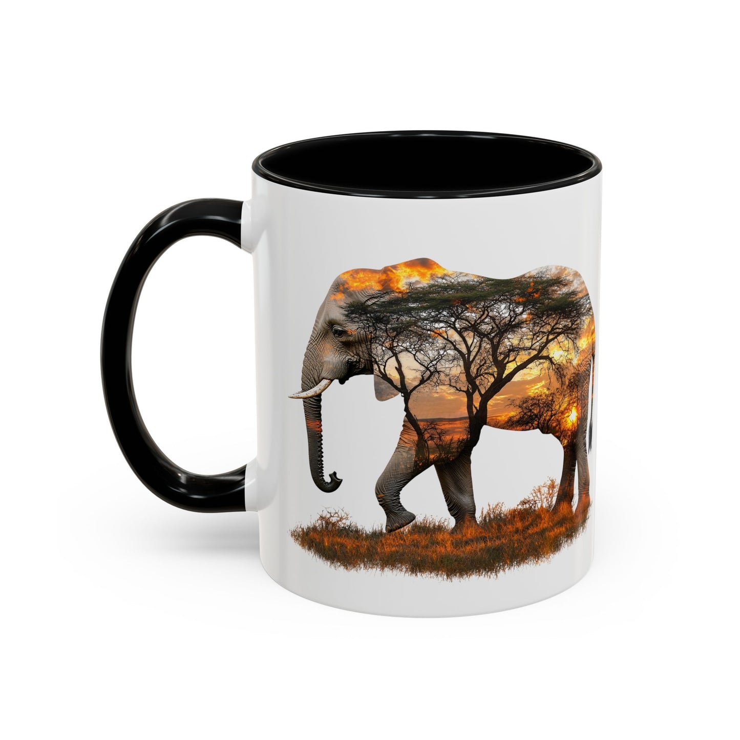 Elegant Elephant Accent Coffee Mug - Nature Lover Gift, Animal Lover Mug, Unique Home Decor, Wildlife Conservation, Travel Mug