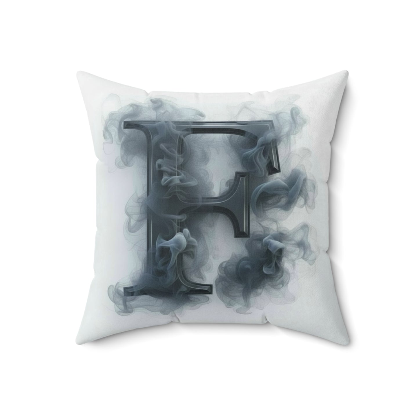 Smoky Letter 'F' Decorative Throw Pillow — Monogram Initial Accent Cushion