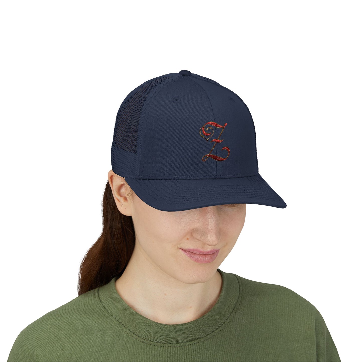 Embroidered 'Z' Snapback Trucker Cap — Vintage Monogram Initial Hat