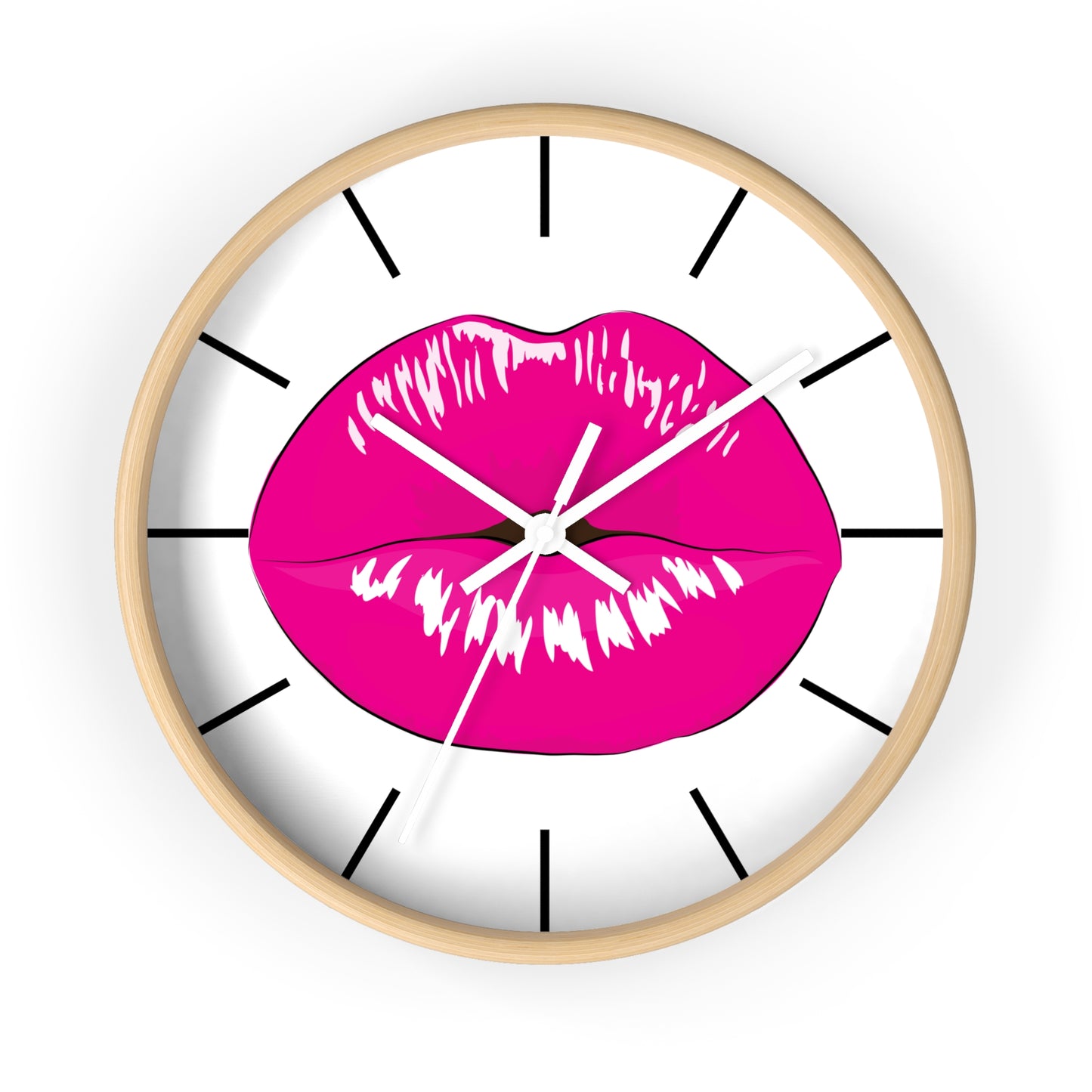 Pink Kiss Lips Wall Clock | Pop Art Lip Print Clock