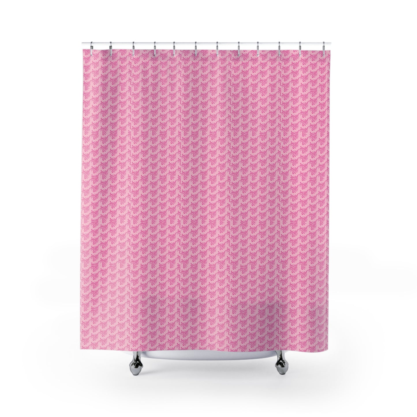 Chic Pink Patterned Shower Curtain, Elegant Bathroom Decor, Modern Design, Gift for Homeowners, Stylish Shower Accessories