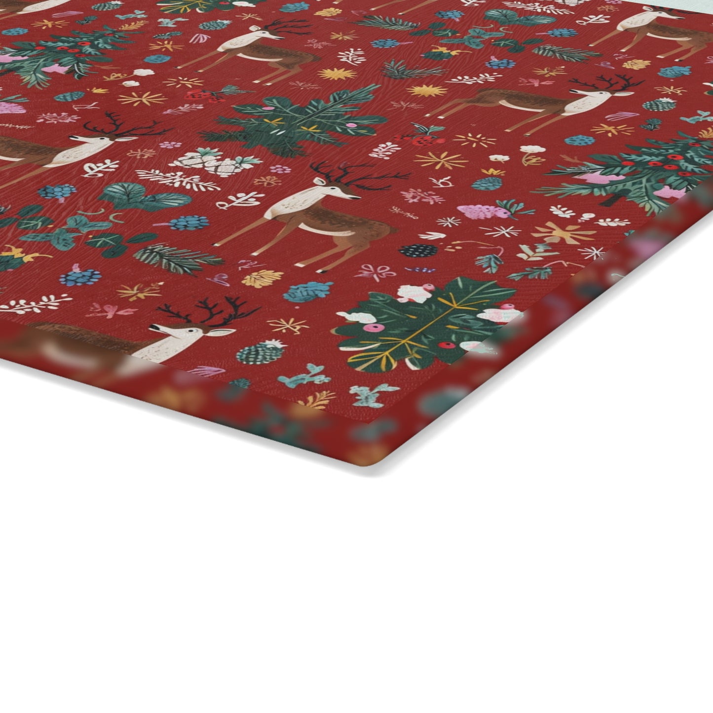 Christmas Reindeer Glass Cutting Board — Festive Holiday Kitchen Decor