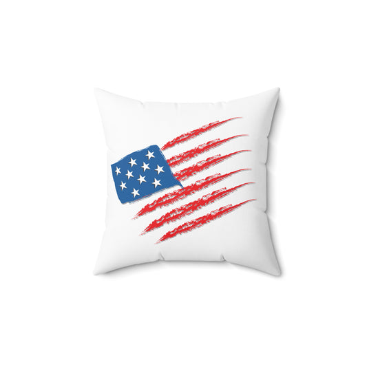 Patriotic Square Pillow, Home Decor, Americana Accent Cushion, Independence Day Gift, Red White Blue Throw Pillow