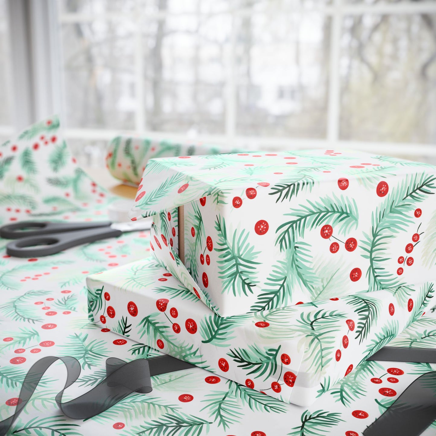 Festive Wrapping Paper, Holiday Gift Wrap for Christmas, Eco-Friendly Gift Wrap, Seasonal Wrapping Sheet, Party Supplies