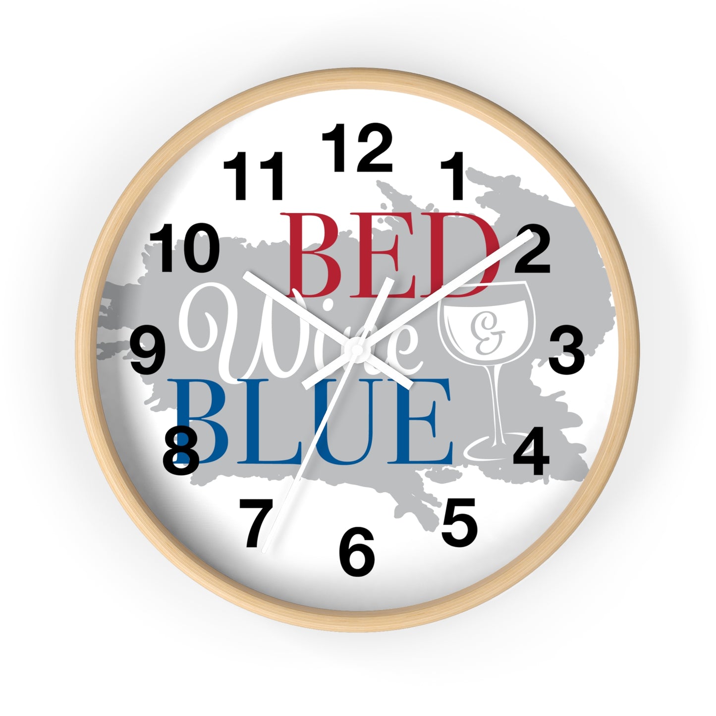 Patriotic Wall Clock - "Bed, White, and Blue" - Home Decor, Gift for Hosts, Independence Day, Americana Style, Wall Art, Kitchen Clock