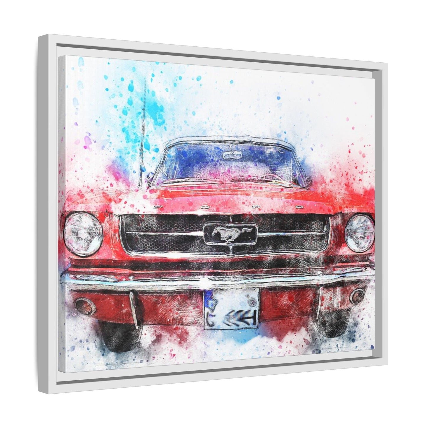 Matte Canvas, Framed Mustang Car