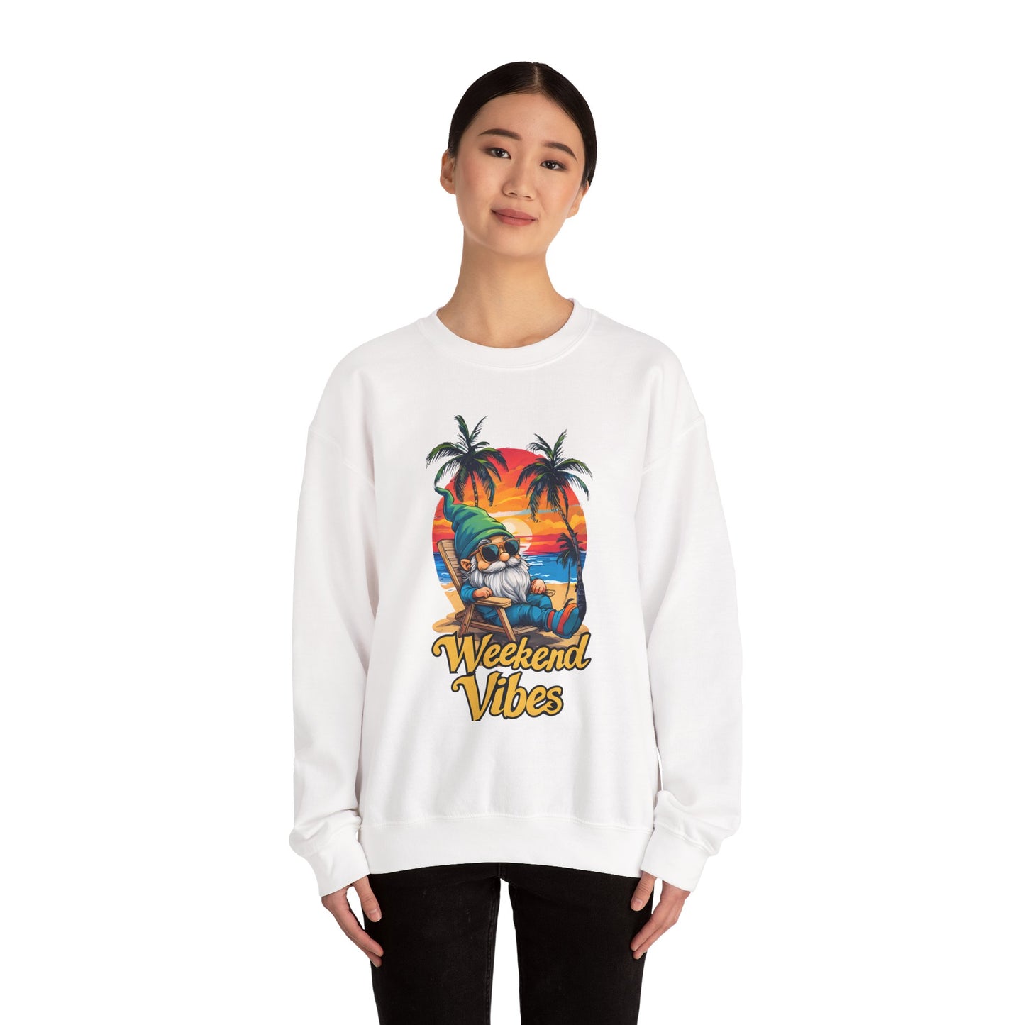 Crewneck — "Weekend Vibes" Tropical Gnome Sweatshirt