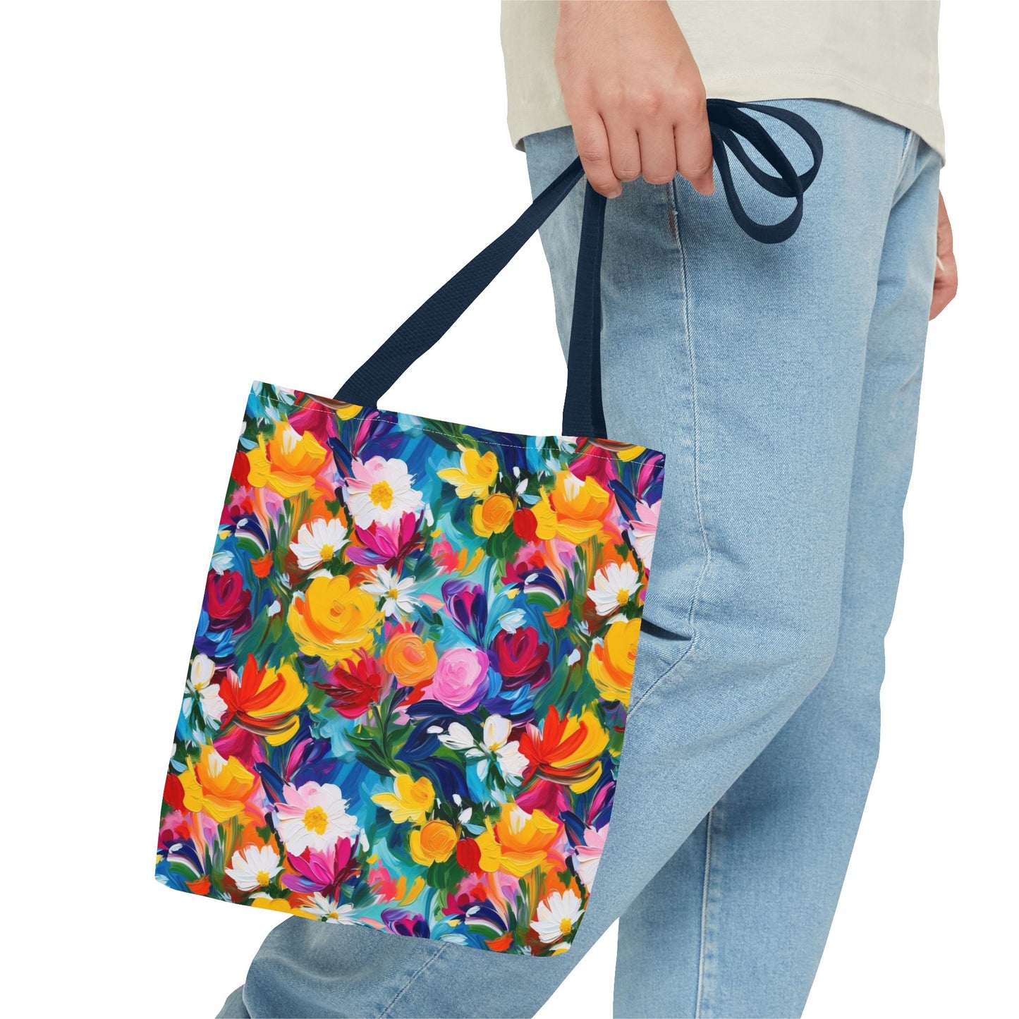 Colorful Floral Tote Bag — Vibrant All-Over Print Shopper