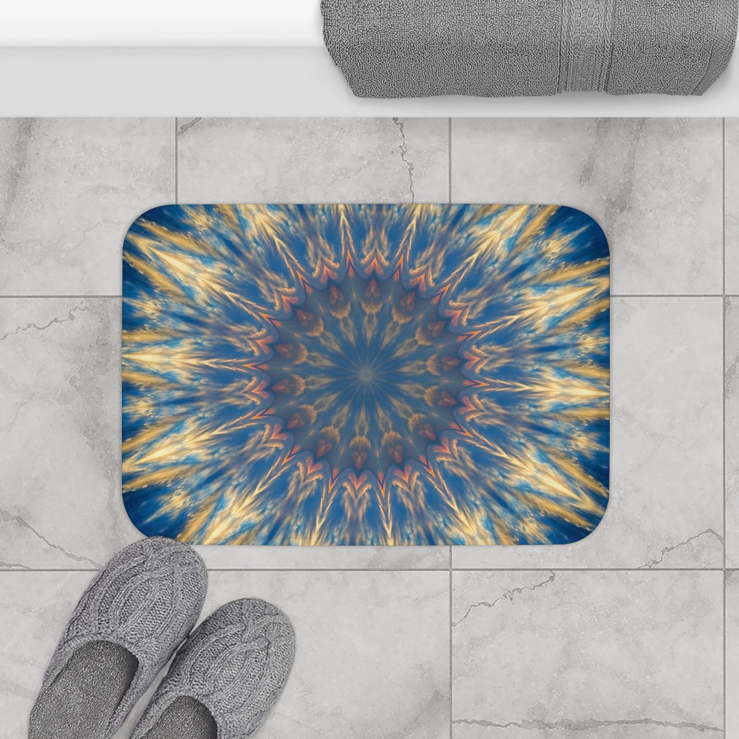 Bohemian Mandala Bath Mat, Cozy Bathroom Decor, Vibrant Home Accessory, Gift for Housewarming, Relaxing Spa Vibe, Summer Bathroom
