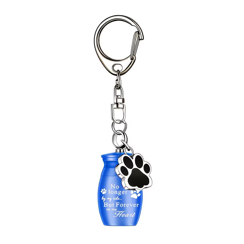 The Metal Urn Pendant is a blue urn designed specifically for the cremation ashes of dogs