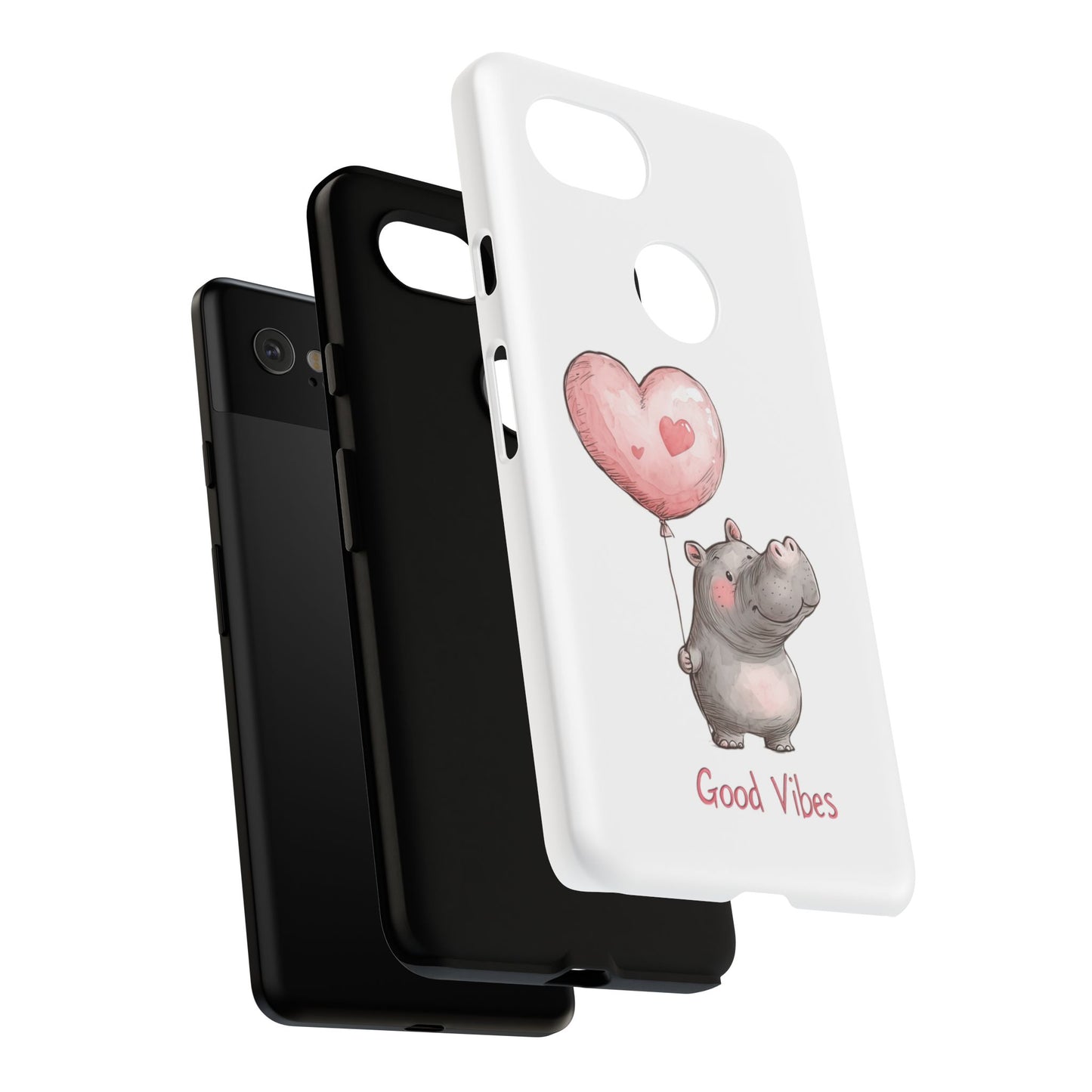 Cute Hippo Phone Case - Good Vibes Design, Animal Lover Gift, Fun Accessory, Birthday Present, Phone Accessories