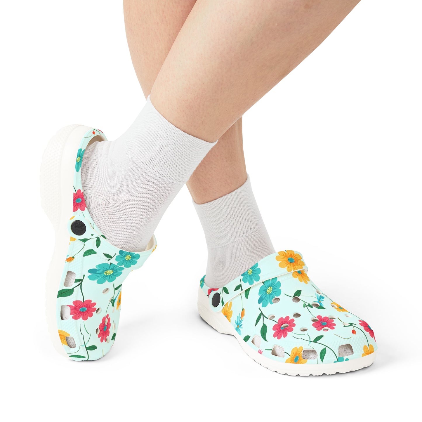 Floral Garden Clogs / Croc— Lightweight Flower Print Comfort Shoes