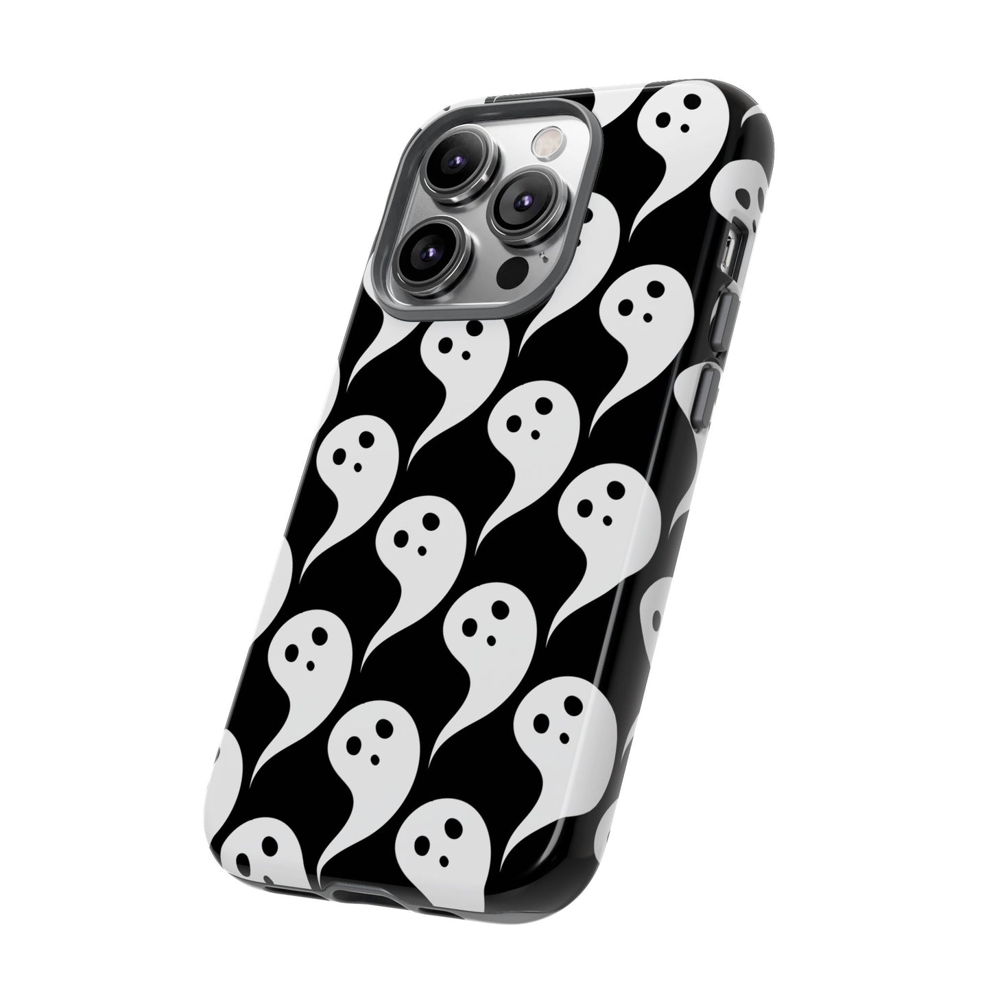 Ghost Pattern Phone Case, Cute Ghost Cell Phone Cover, Halloween Accessory, Spooky Gift, Black and White Phone Case