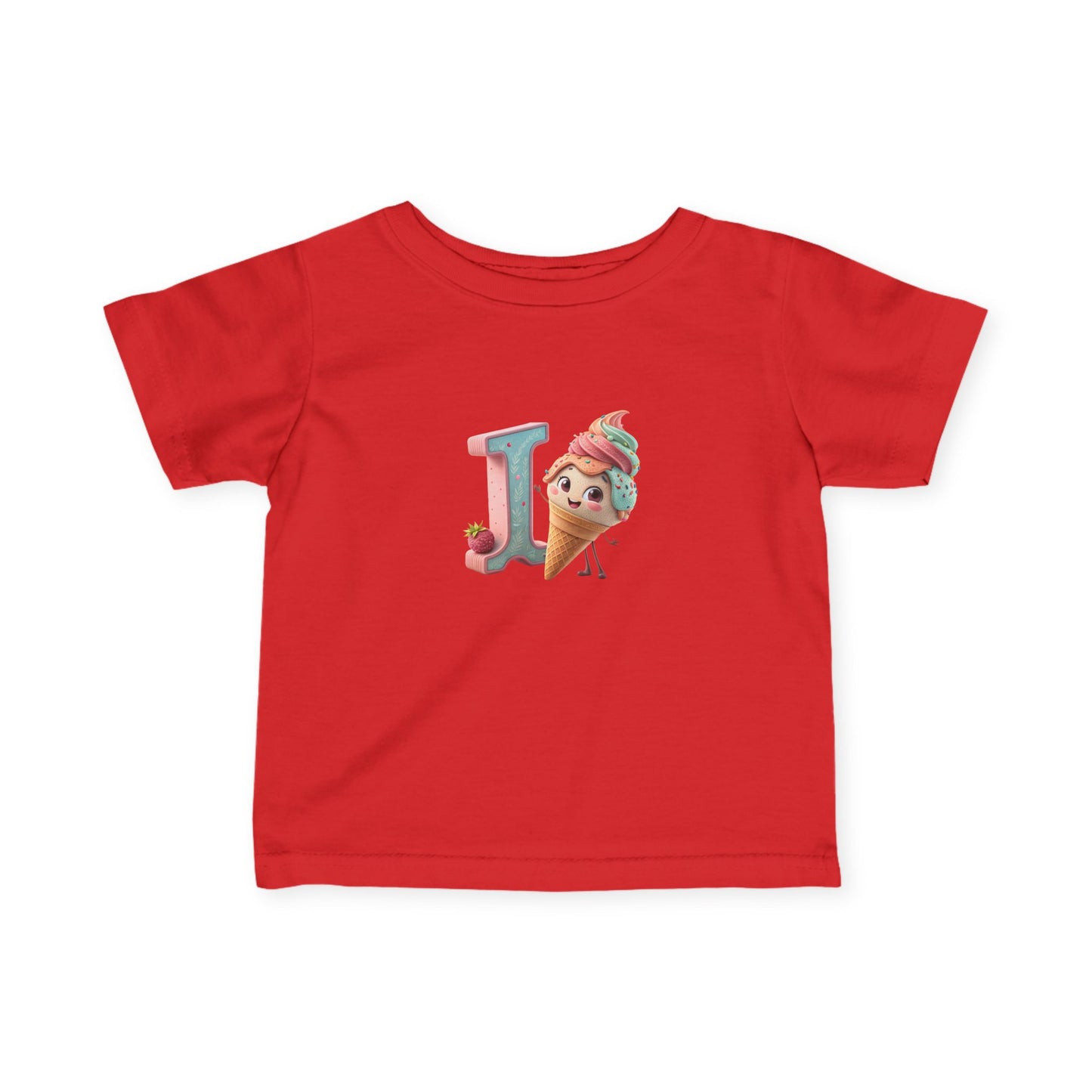 Cute Ice Cream Initial Infant Tee, Baby Shirt, Toddler Clothing, Summer Outfit, Personalized Gift, Kids Apparel