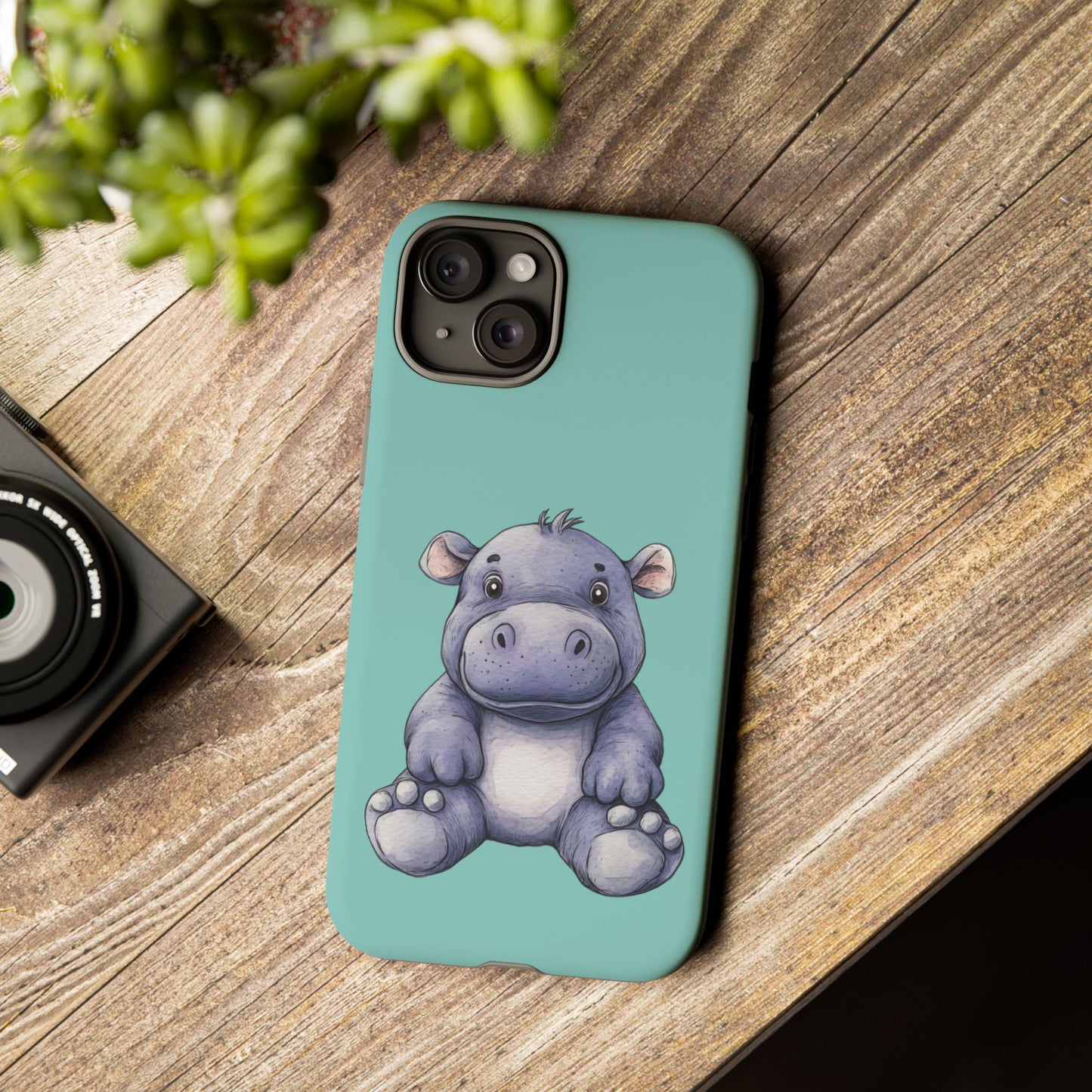Cute Hippo Phone Case, Tough Phone Cover, Fun Animal Case, Gift for Kids, Cute Decor, Birthday Present