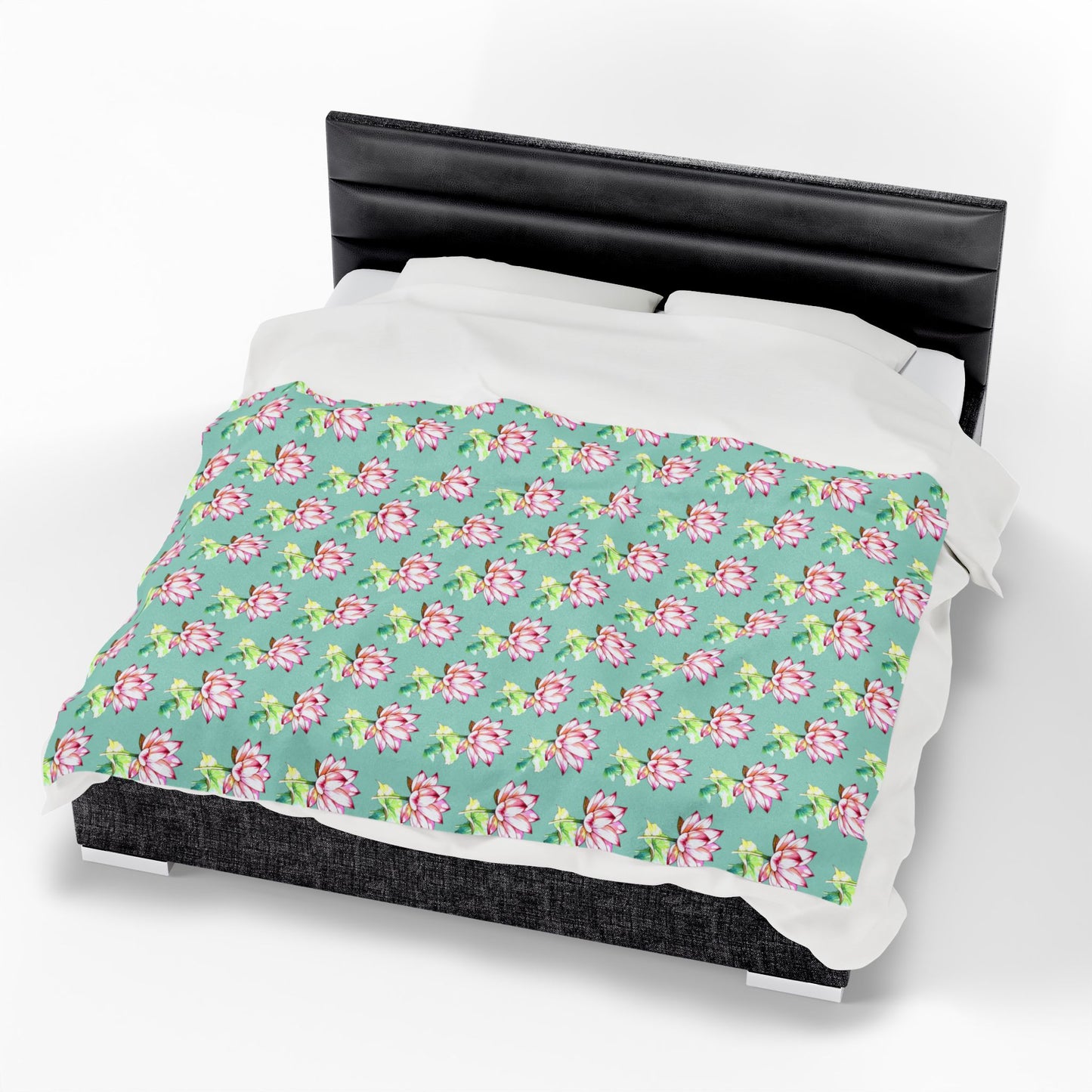 Cozy Velveteen Plush Blanket with Lotus Floral Print, Soft Throw Blanket, Home Decor for Relaxation, Gift for all Occasions