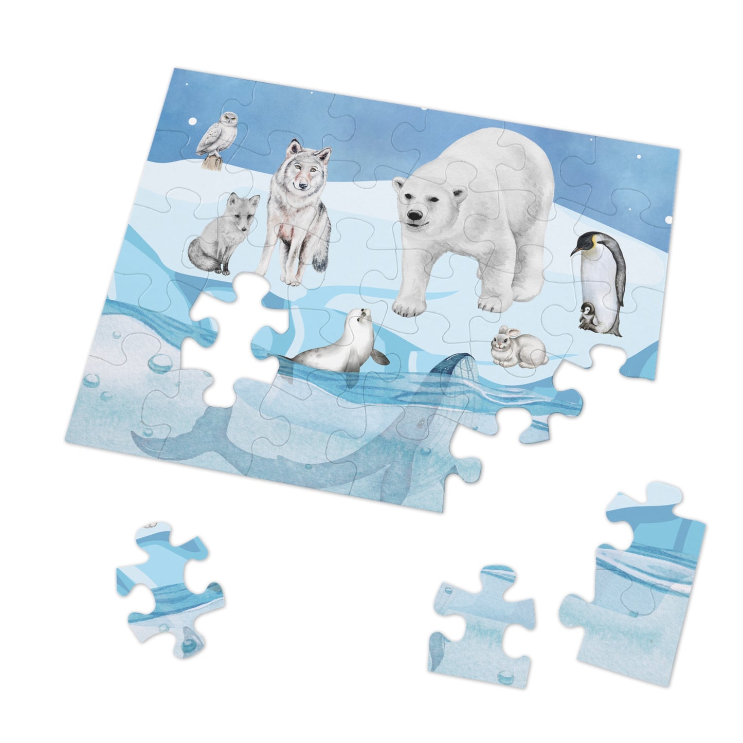 Polar Wildlife Jigsaw Puzzle, Relaxing Family Game, Educational Kids Activity, Nature Lover Gift, Arctic Animals Decor