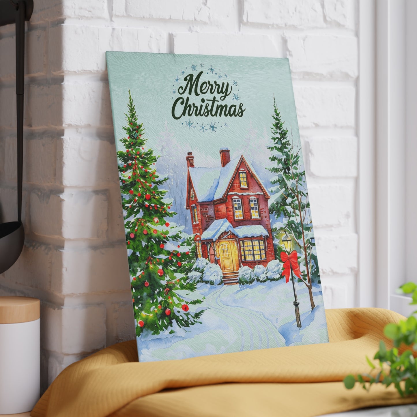 Christmas Glass Cutting Board - Festive Winter Home Design