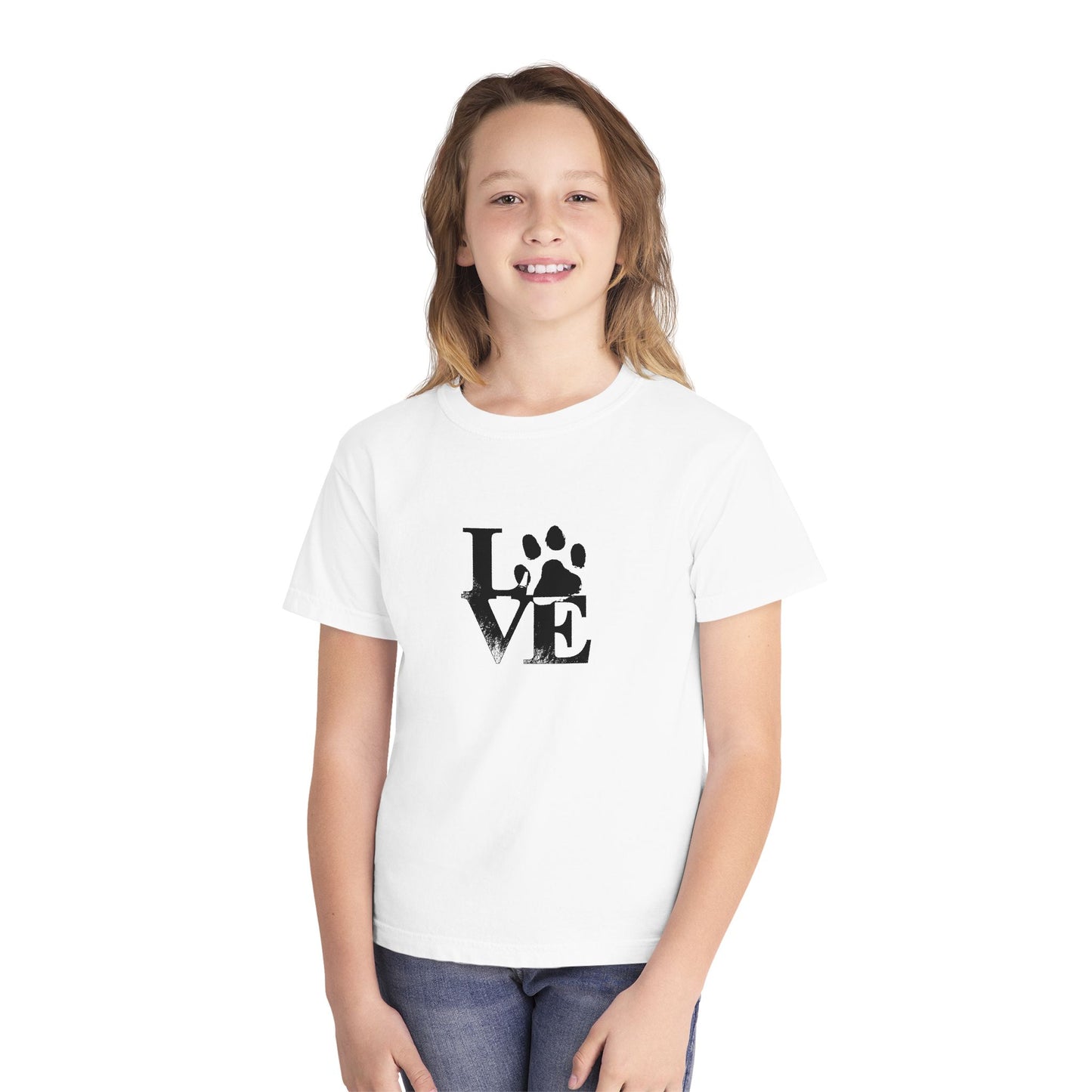 Youth Love Paw Tee - Perfect for Pet Lovers, Gifts for Kids, Animal Lovers, Birthday or Holiday Gift, Cute Casual Wear