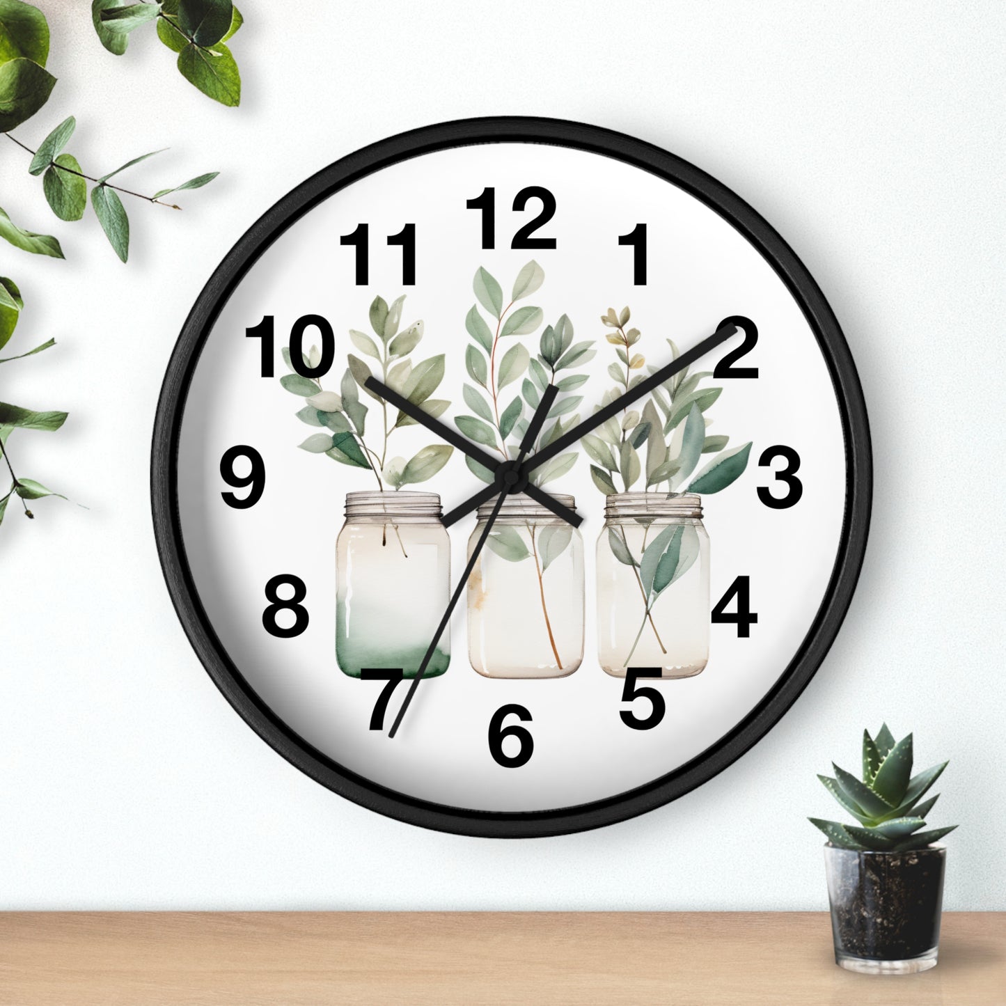 Botanical Wall Clock - Home Decor, Gift for Plant Lovers, Modern Art, Housewarming, Eco-Friendly Design