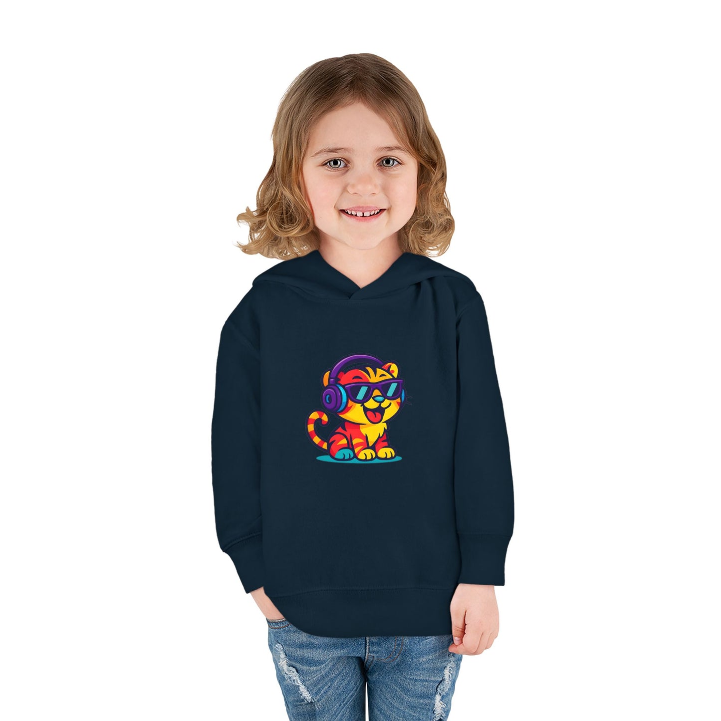 Cool Cat Toddler Hoodie - Fleece Pullover with Colorful Lion Design, Kids Clothing, Fun Gift, Casual Wear, Playtime Essentials