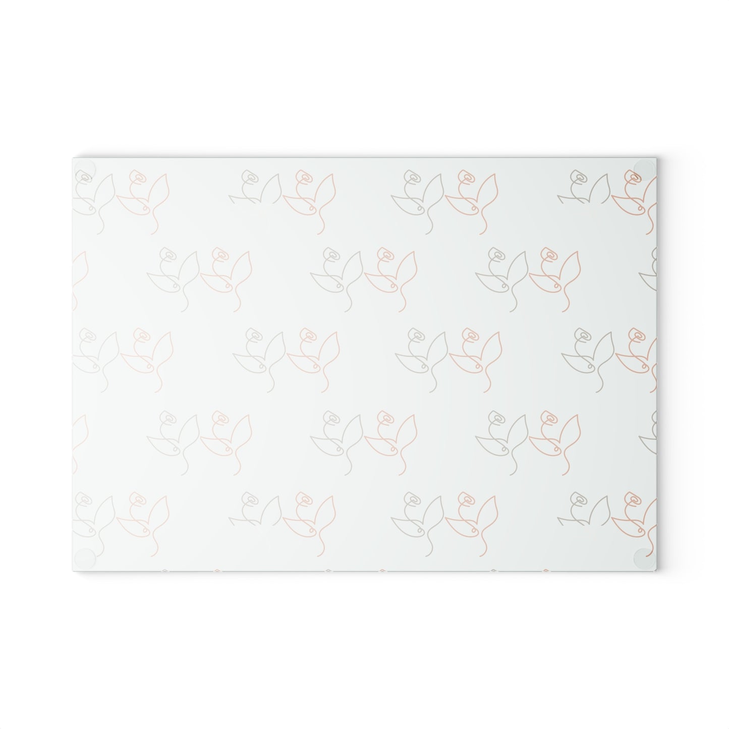 Floral Line Art Glass Cutting Board — Minimal Rose Pattern on Mint or White