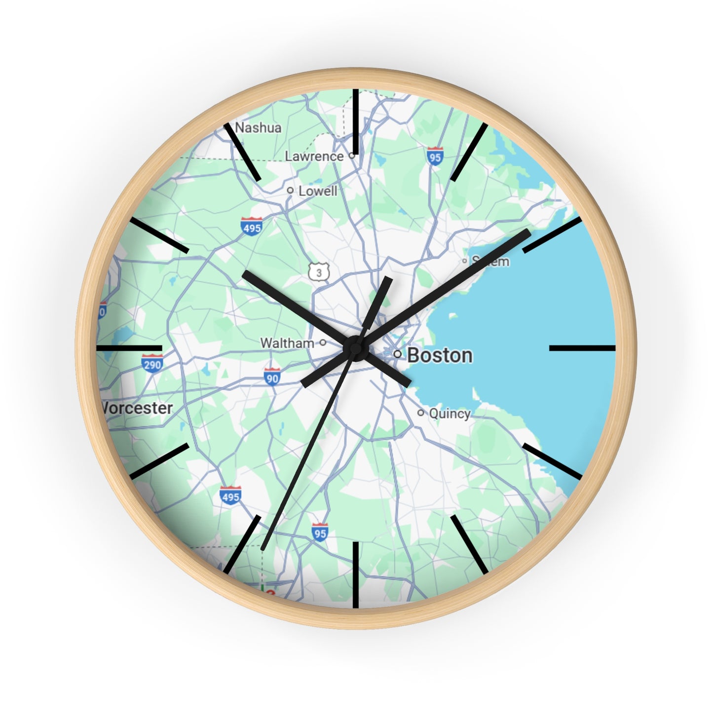 Boston Map Wall Clock - Unique Home Decor, Gift for Boston Lovers, Custom Wall Art, Office Decorations, Modern Timepiece