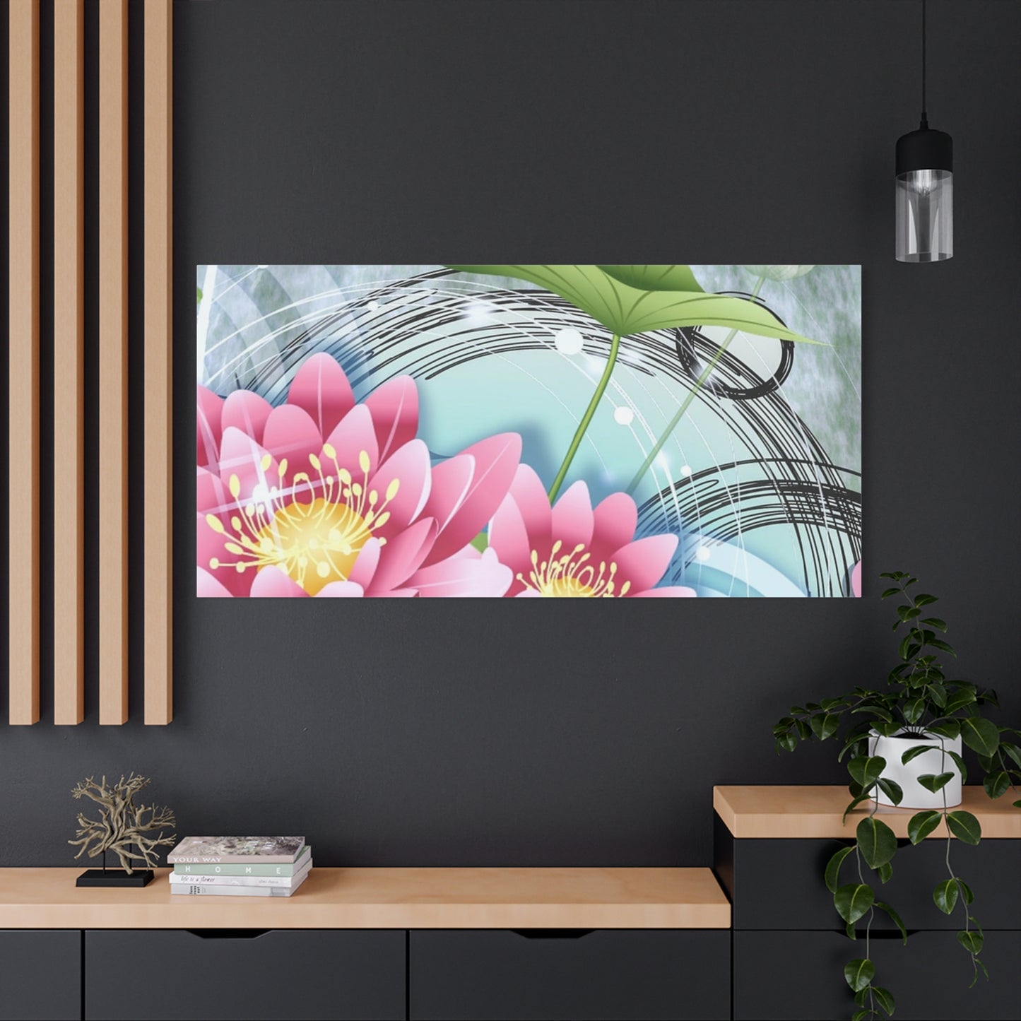 Lotus Blossom Matte Canvas Wall Art — Stretched 1.25" Decorative Print