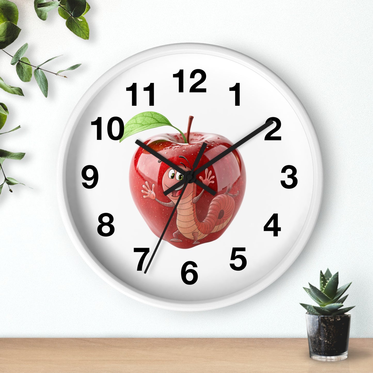 Whimsical Apple Wall Clock, Fun Kids Decor, Nursery Wall Accent, Tick Tock, Gift for Children, Playful Home Decor, Educational Timer