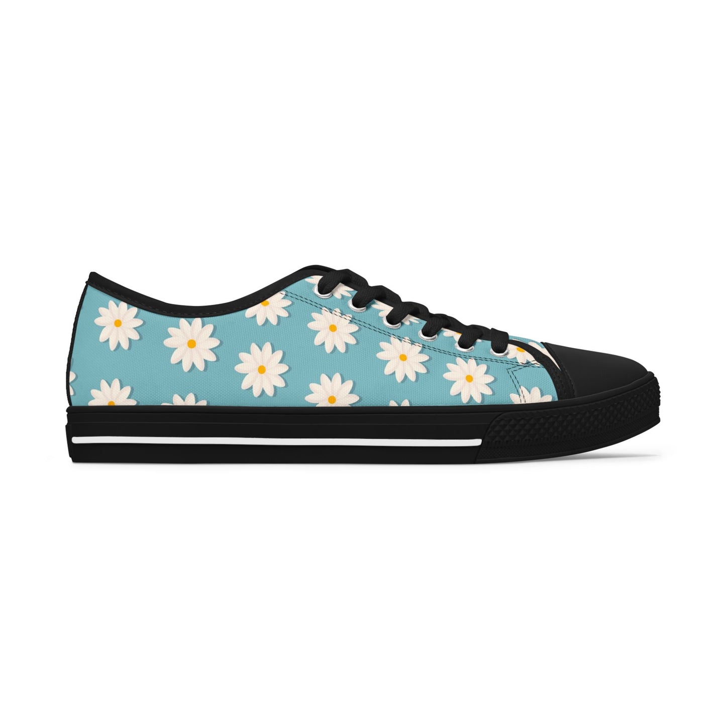 Daisy Print Low Top Sneakers – Retro Floral Canvas Shoes