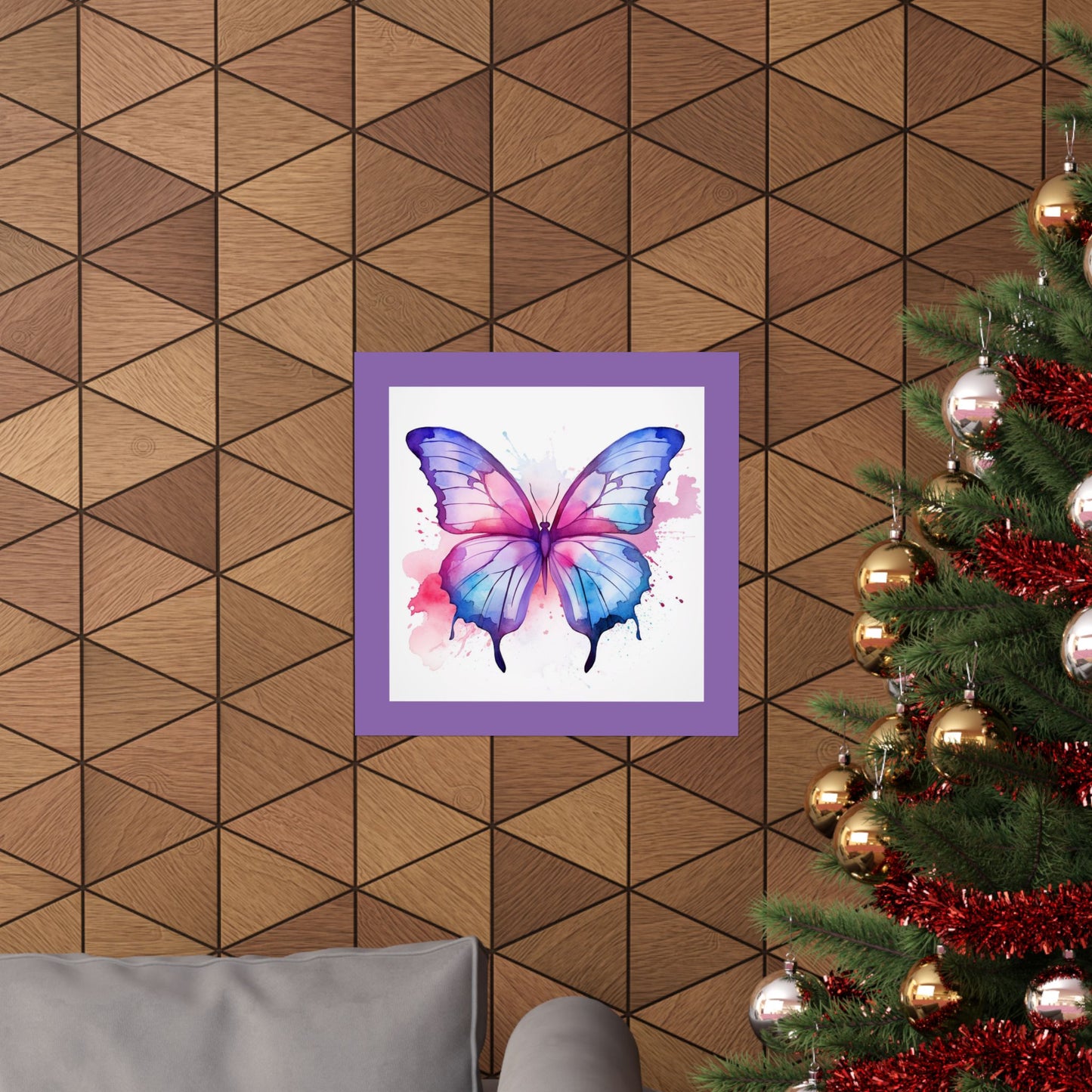 Butterfly Watercolor Matte Poster — Purple Vertical Art Print