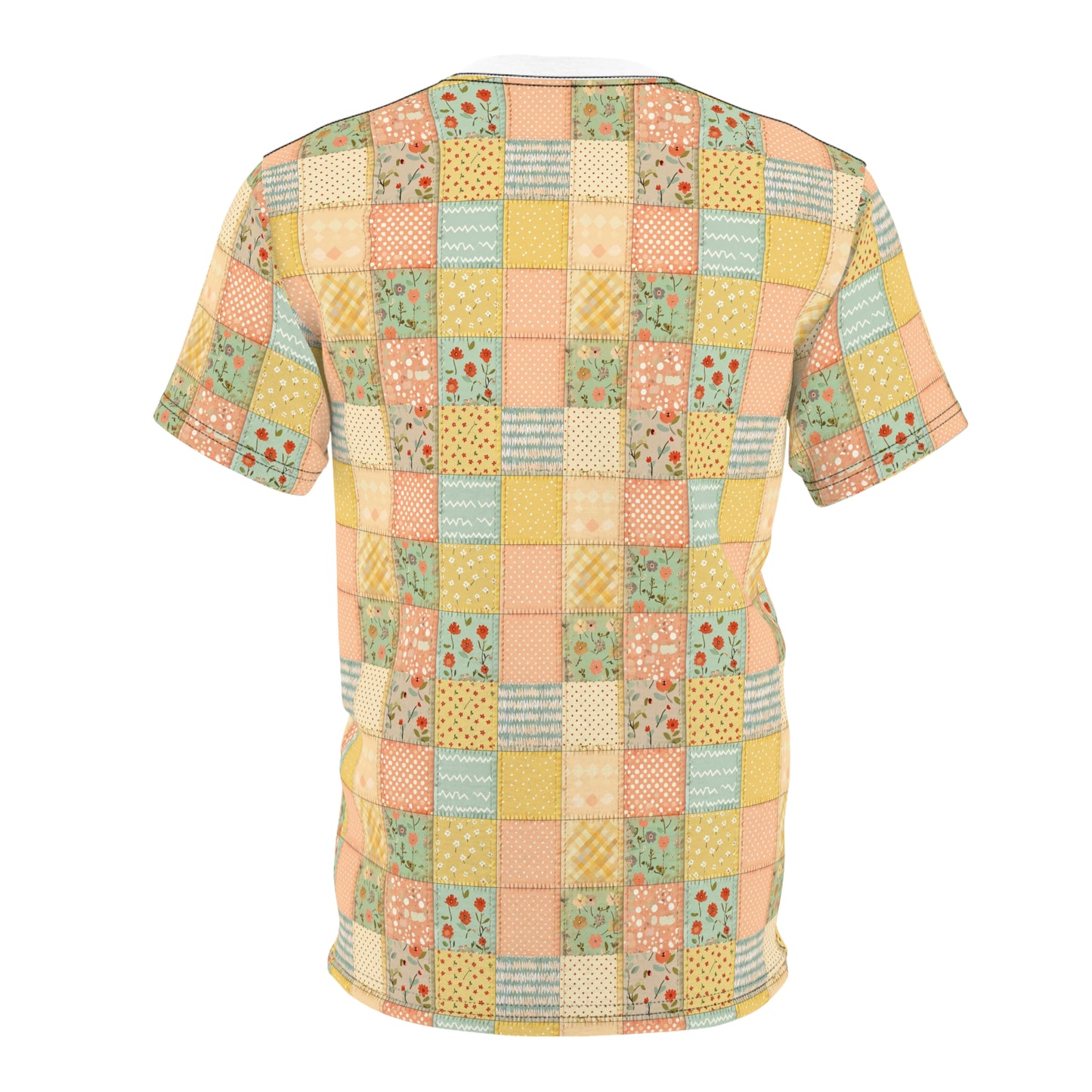 Patchwork Floral Tee — Pastel Vintage Quilt All-Over Print T-Shirt