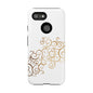 Elegant Floral Phone Case, Tough Cases, Gold Swirls, Stylish Protection, Trendy Gift, Chic Accessory