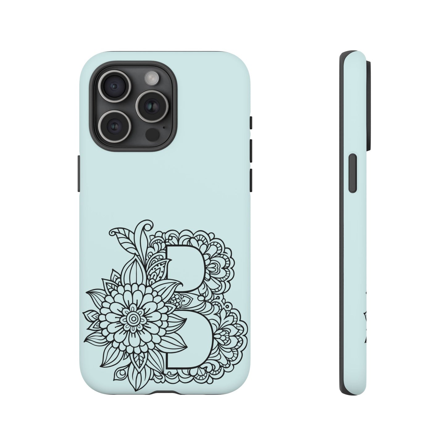 Personalized Tough Phone Case- Letter B, Floral Monogram Cell Phone Cover, Custom Protective Case, Unique Gift, Birthday, Graduation