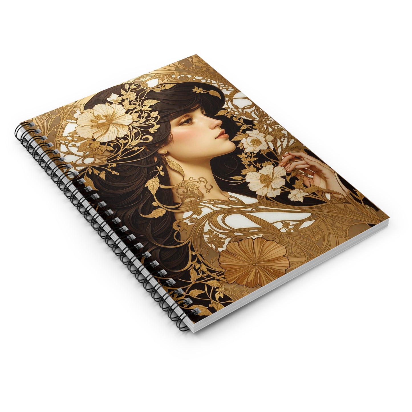Elegant Floral Spiral Notebook - Ruled Lined Journal for Writing, Sketching, Planning, Gift for Her, Aesthetic Stationery