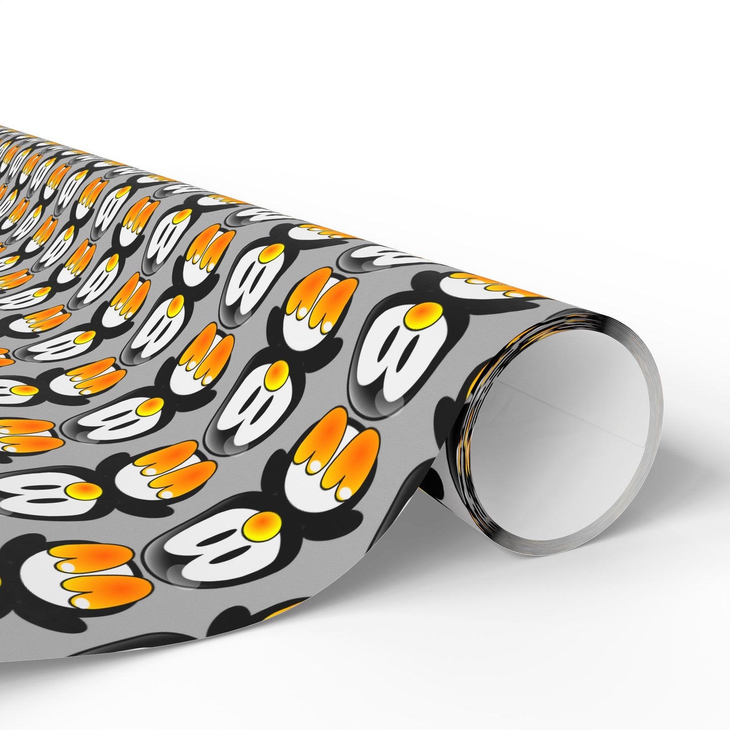 Wrapping Paper — Retro Floral Black & Orange Pattern Roll