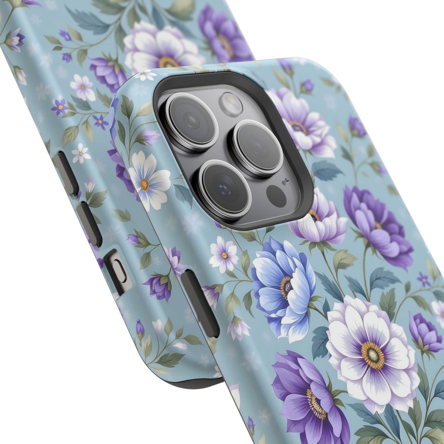 Floral Purple Peony Phone Case — Magnetic Impact‑Resistant Protective Cover