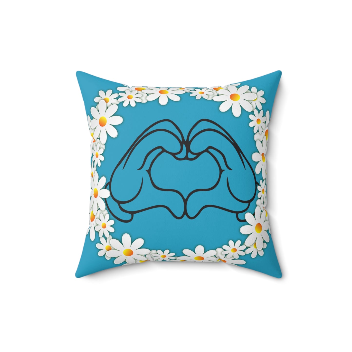 Heart Hands Floral Throw Pillow