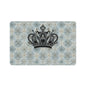 Crown Pattern Pet Food Mat — Royal Blue Decorative Cat & Dog Bowl Placemat (12x18)